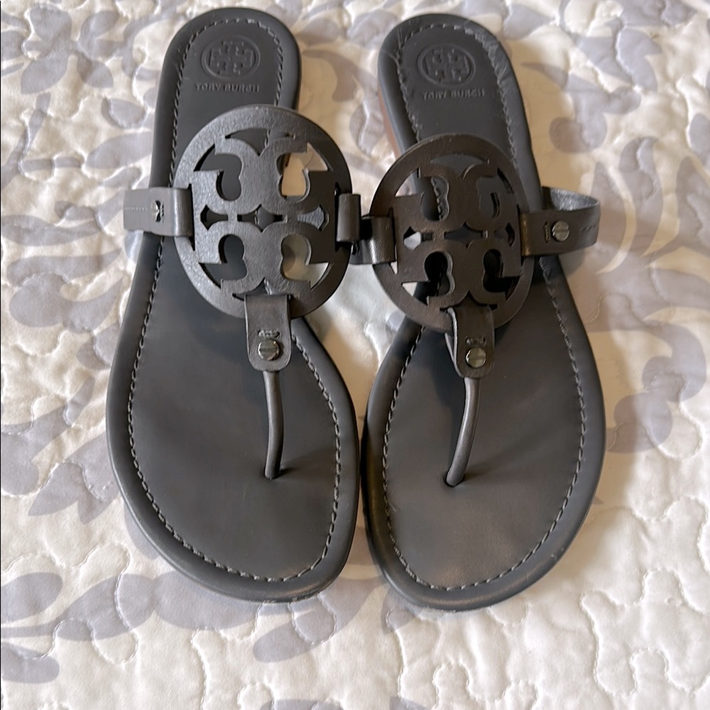 Tori Burch Miller Sandal-blue/gray size 11
